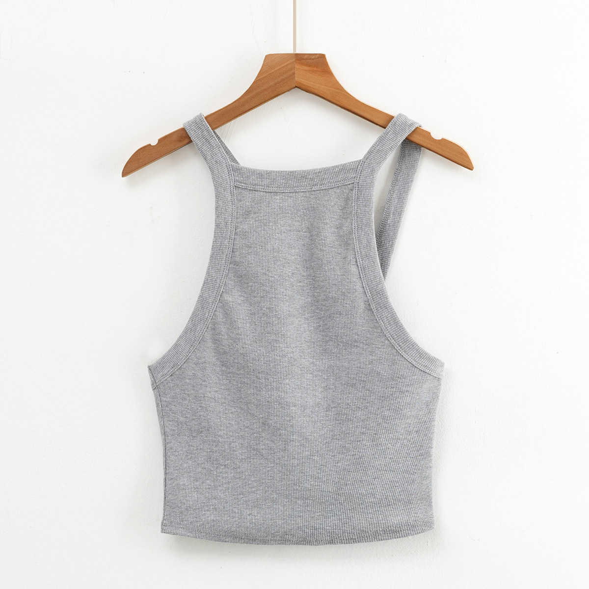 

Summer Solid Irregular Narrow Shoulder Vest Sexy Wide-brimmed Slim Suspenders Camis 210615, Gray