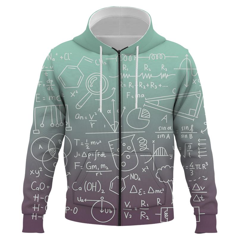 

Men's Hoodies & Sweatshirts Mathematical Formula Printed Zipper Hip Hop Long Sleeve Pullover Loose Print Streetwear For Men And Women, Cblw-677