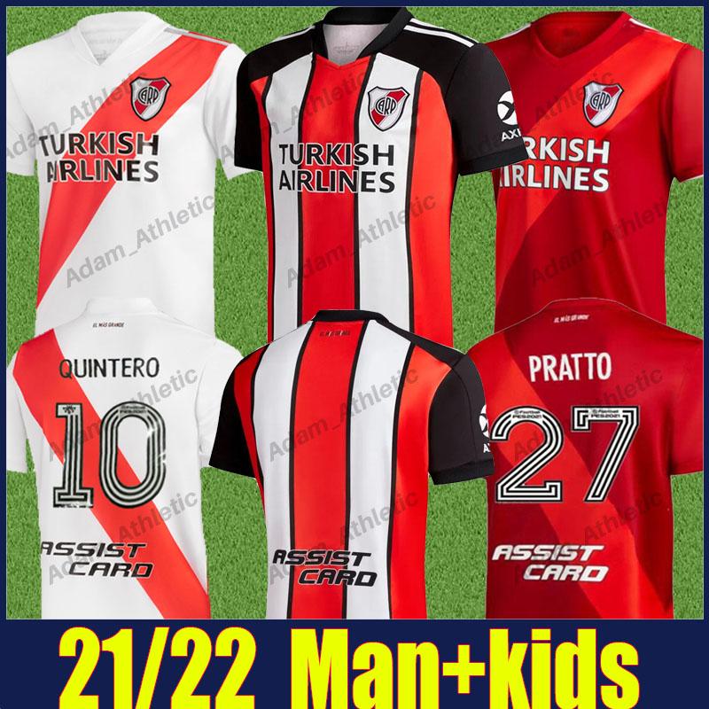 

men2021 2022 River Plate Jersey man kids DE LA CRUZ QUINTERO football jersey BORRE FERNANDEZ PRATTO soccer jersey Camiseta de River Plate 21, Black;yellow