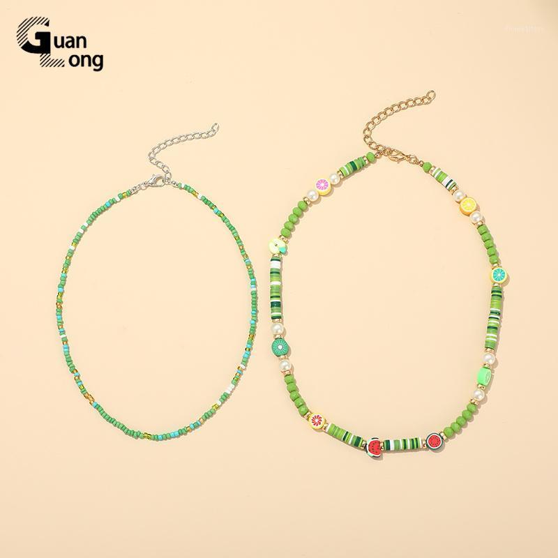 

Chains Guanglong Color Resin Acrylic Summer Vintage Fashion Necklaces For Women 2021 Bohemian Necklace Girls Party Charms Jewelry