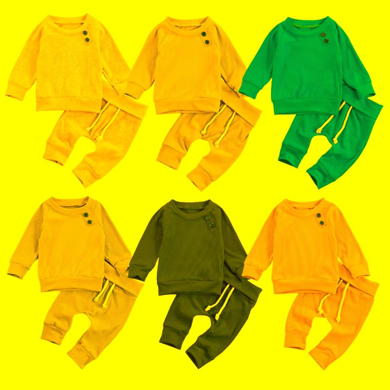 

Clothing Sets CitgeeAutumn Born Baby Boys Girls Outfit Set Long Sleeve Solid Top And Pants Spring Casual Clothes, White