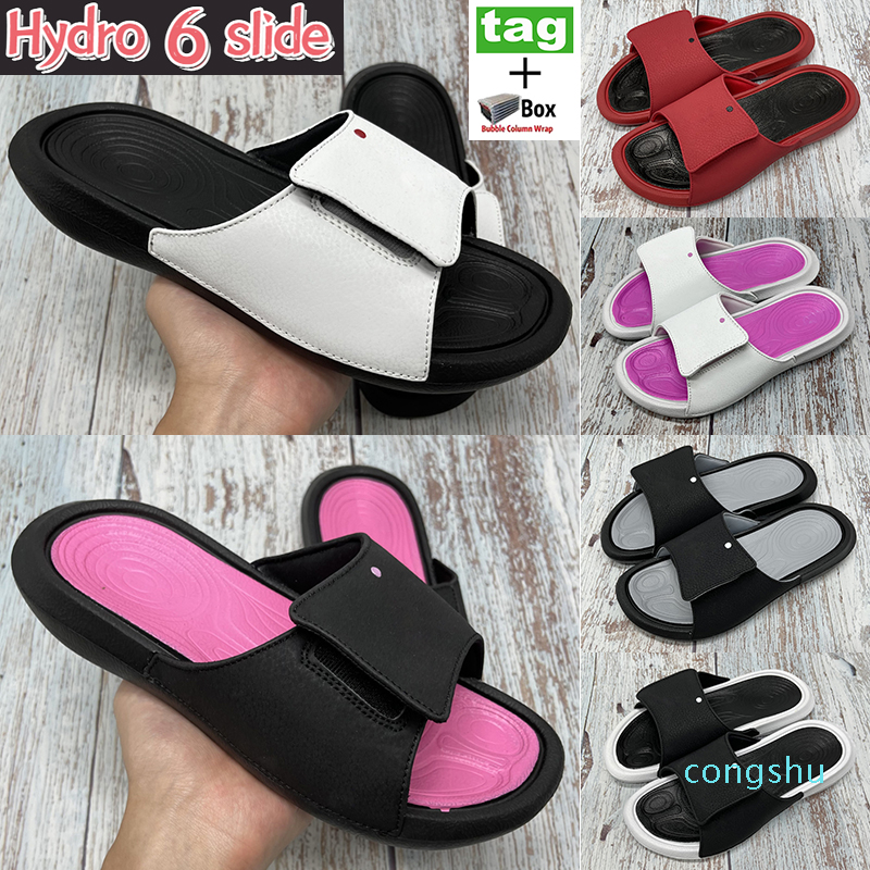 Mode Hydro 6 toboggan été Chaussons noir loup gris blanc université rouge cool hommes femmes chaussures métallisé or rose avec boîte 36-45 22