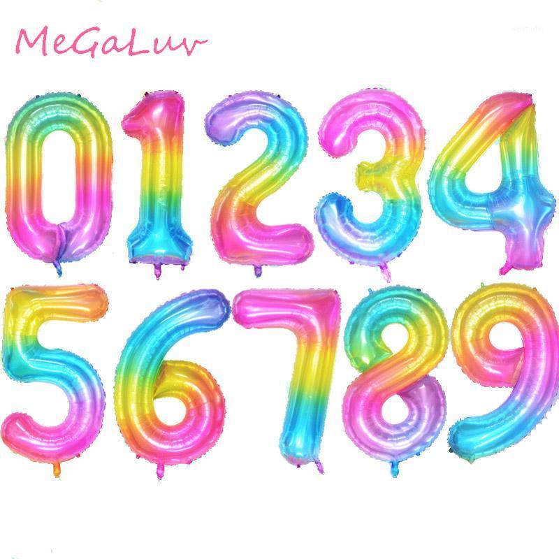 

Party Decoration 40inch Rainbow Number Foil Balloons Air Balloon 0-9 Year Birthday Decor Baby Shower Helium Wedding Globos Supplies