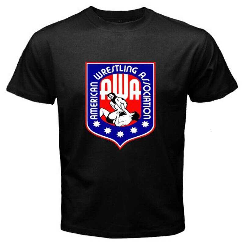 

New Awa American Wrestling Association Mens Black t Shirt Size