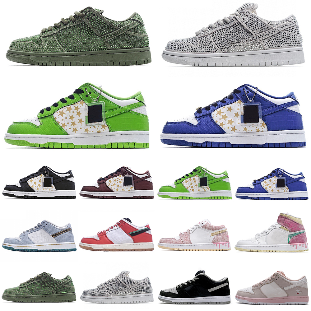 

2021 Sean Cliver x Dunks Low Shoe Hyper Royal Pro QS Blue Stars YY Holiday Special White J-Pack Shadow jumpman 1 Mid Gold Men Trainers Valen, Black