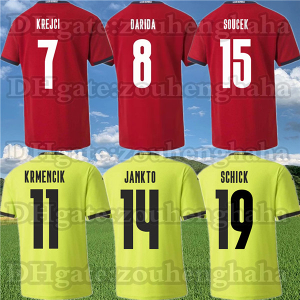 

Czech Republic national team Soccer Jersey 20 2021 Czechia BARAK SCHICK JANKTO SOUCEK Home Away Football shirt, Black;yellow