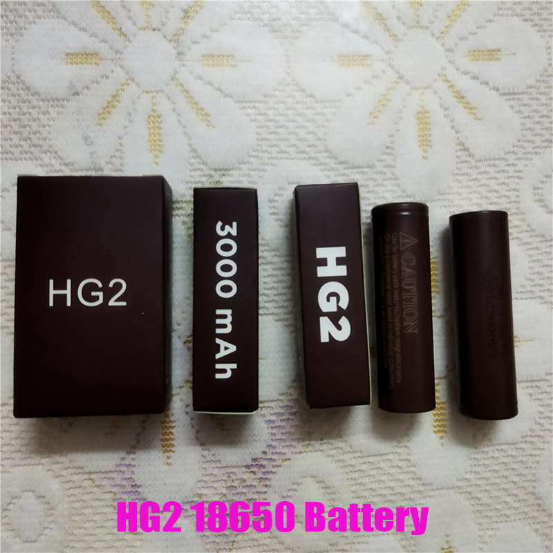 

High Quality HG2 18650 Battery Brown Box 3000mAh 20A 3.7V Drain Rechargeable Lithium IMR Flat Top Batteries Vapor Cells For LG Fast