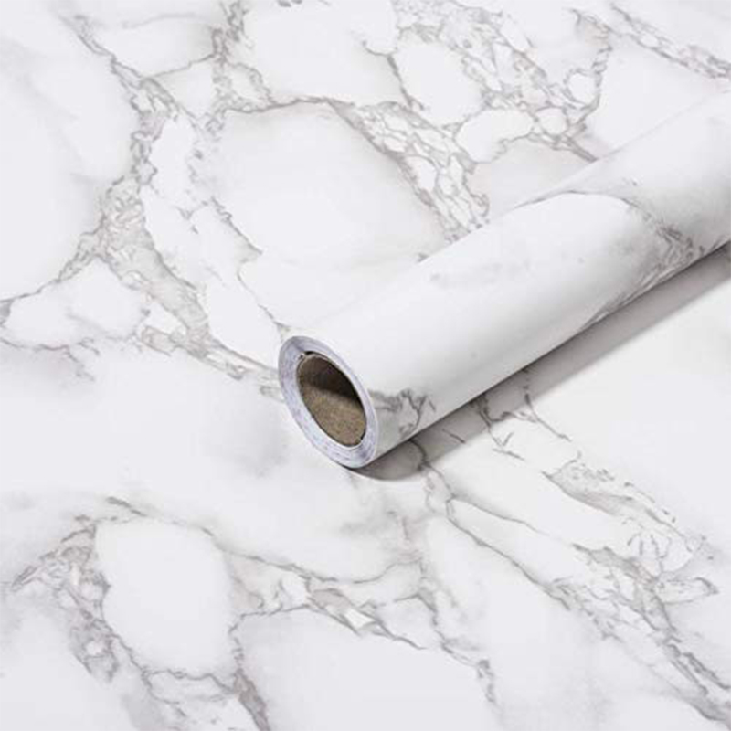 Art3d 120inx15.8in Self-Adhesive Peel and Stick Wallpaper for Kitchen Counter Dining Table Grey Marble Paper Matt-image-717195594