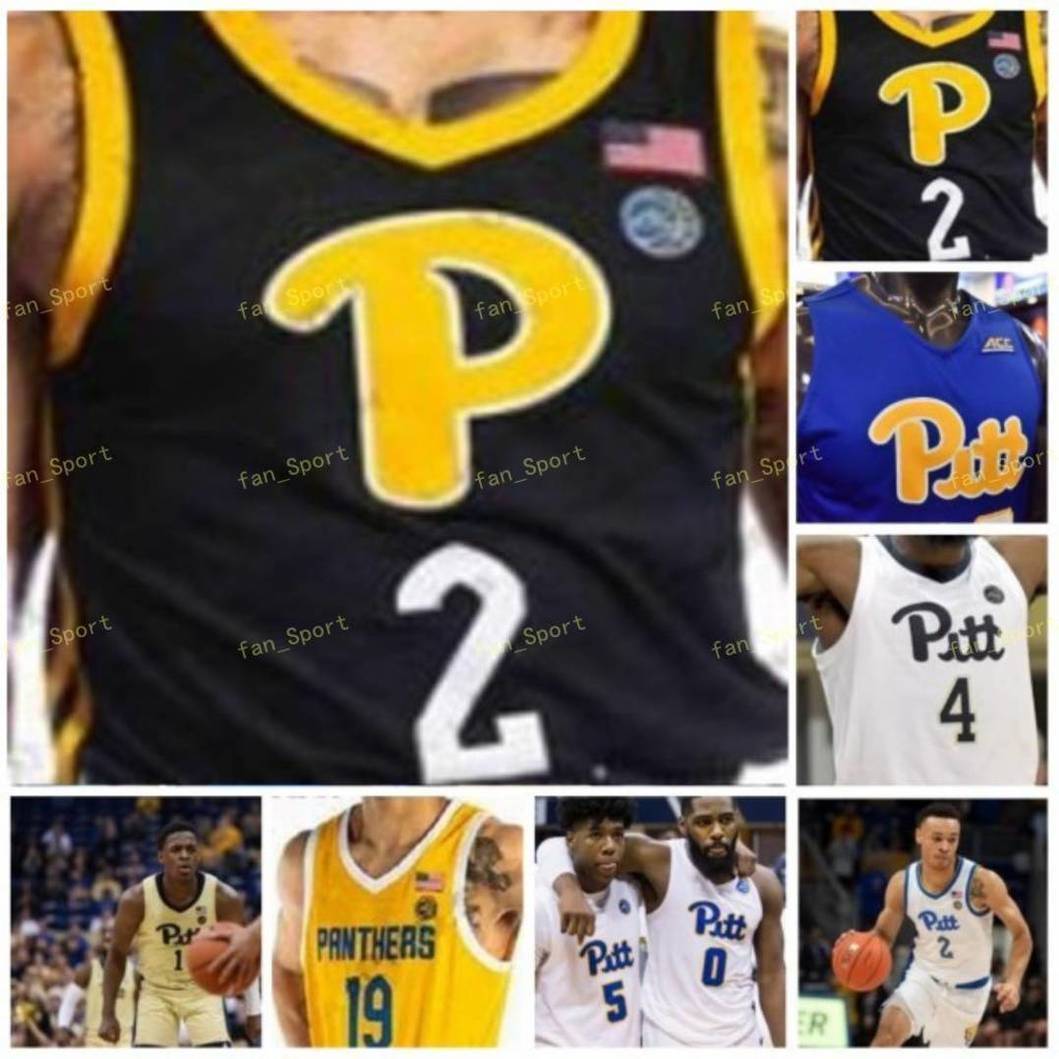

NCAA College Pitt Panthers Basketball Jersey 0 Eric Hamilton 1 Xavier Johnson 2 Trey McGowens 4 Gerald Drumgoole Jr Custom Stitched, As
