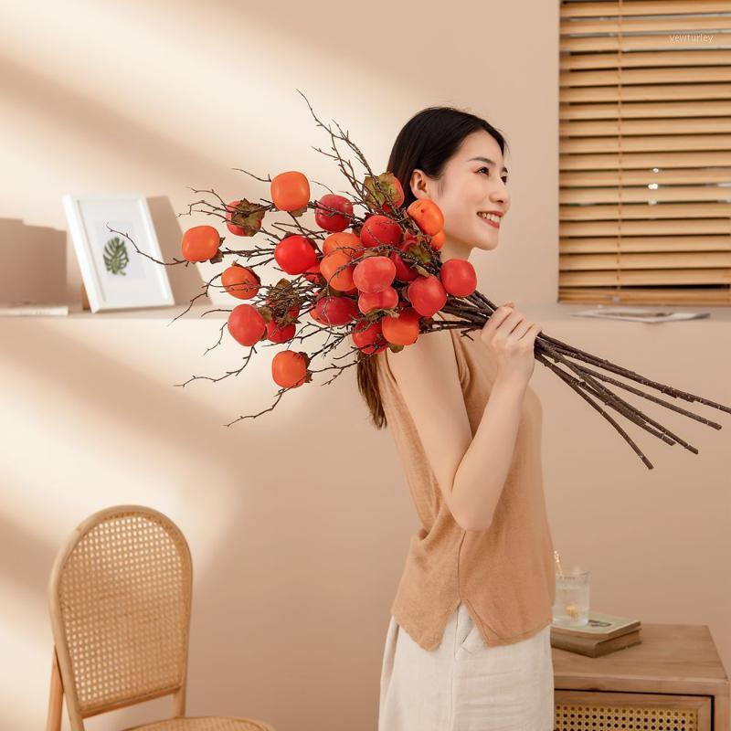 

Party Decoration Artificial Persimmon Orange Plastic Fruit Berries Branches Home Wedding Multiple Imitatio Christmas Decorations