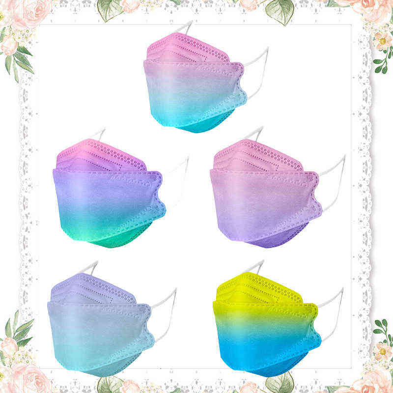 

Party mask Gradient rainbow gradient fish mouth kf95 protective 10 PCs. independent Korean package face mask