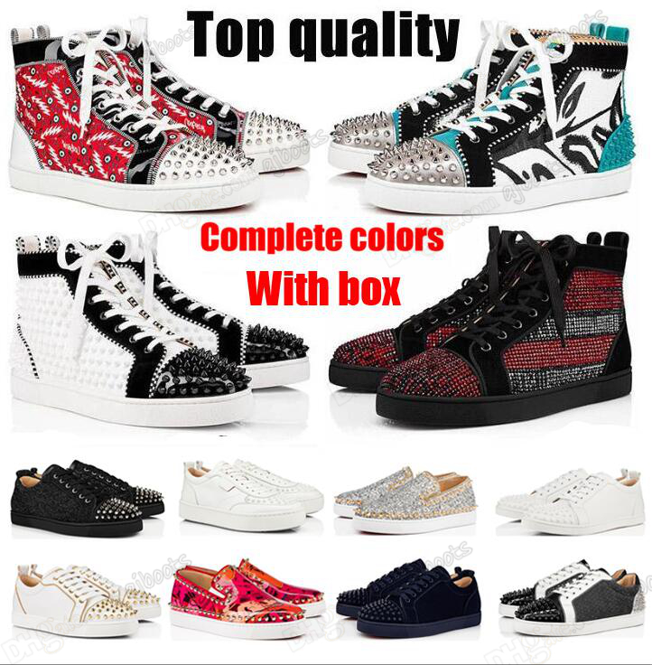 

Luxury Shoes Studded Spikes Fashion high Suede Leather Mens Womens Black White Flat Red Bottoms Party Lovers Size 36-48 With Box outdoor sneakers trainers top quality, I need look other product