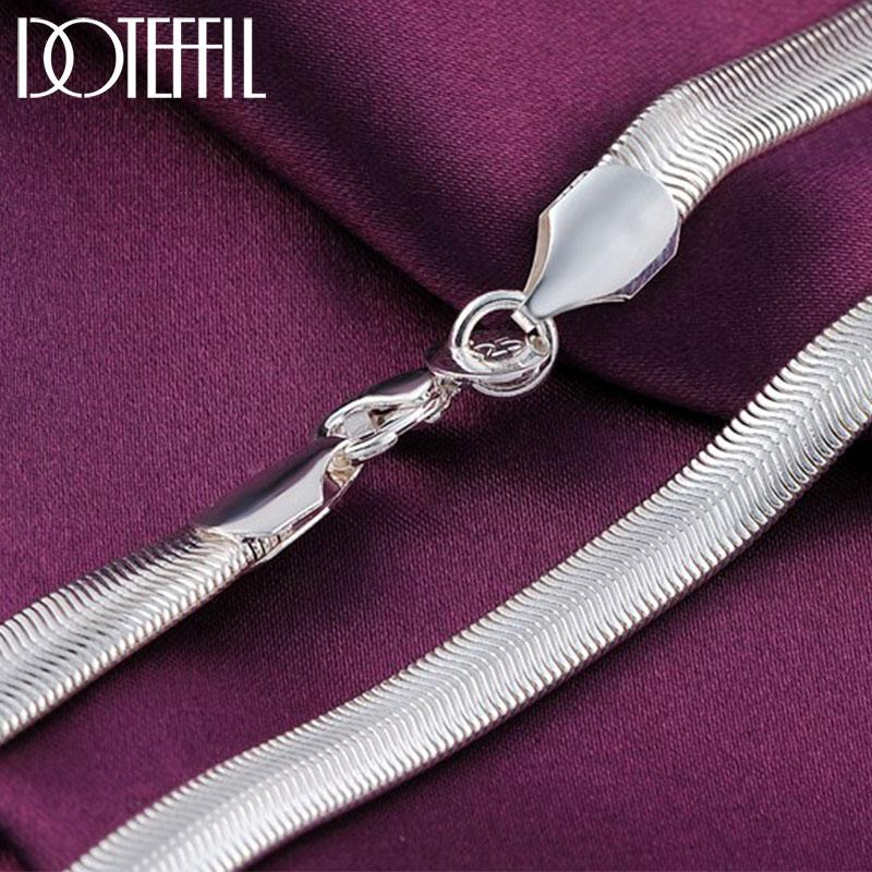 

Chains DOTEFFIL 925 Sterling Silver 16/18/20/22/24 Inch 6mm Flat Snake Chain Necklace For Women Man Fashion Wedding Party Charm Jewelry