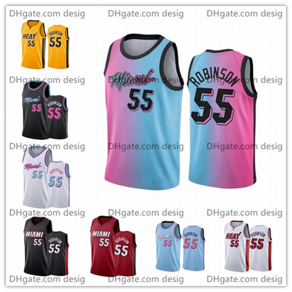 

Men Duncan Robinson Miami Heat 2021 Blue Pink City Jersey Basketball Rainbow, Black