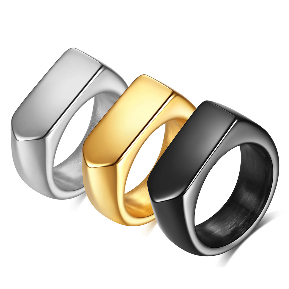 Elegant Titanium Steel Ring for Men Women 18K Gold Silver Black Rhombic Shape Men's Stainless Steel Rings Male Cool Style Jewelry Gift Not Fade