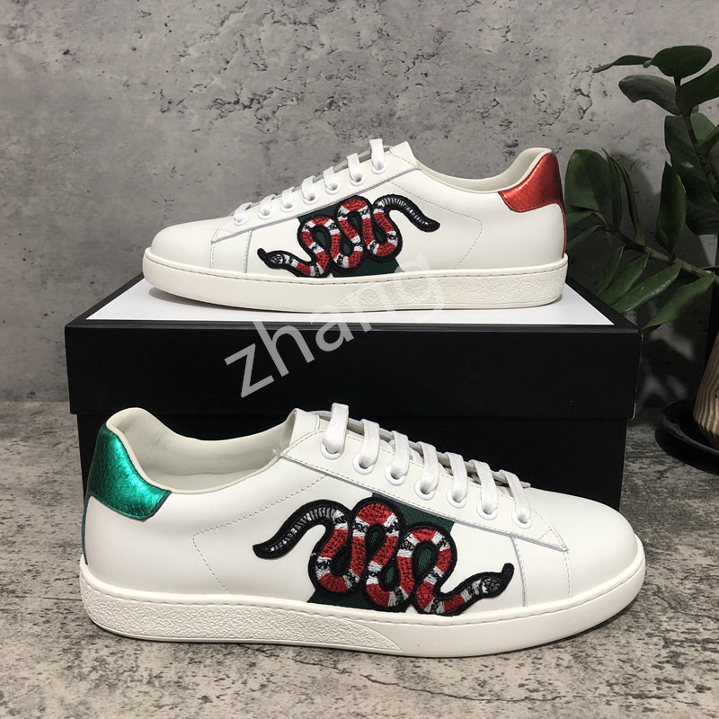 

2021Men Women Sneaker Casual Shoes Top Quality Snake Chaussures Leather Sneakers Ace Bee Embroidery Stripes Shoe Walking Sports Trainers Tiger, Customize