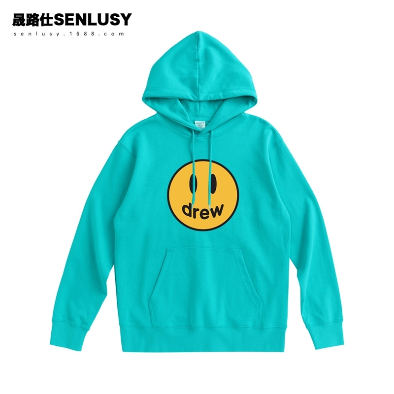 

2021 new autumn smiling face fashion men's Street hip hop thin bottomed loose Hoodie for men and women, White
