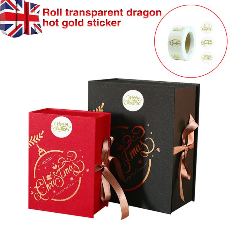 

Greeting Cards 500pcs Clear Bronzing Merry Christmas Sticker Happy Xmas Labels Stickers Gift Craft Box For Food Bag Label
