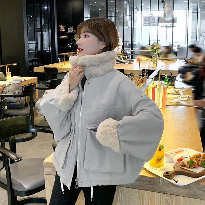 

Women's Fur & Faux 2021 Winter Plush Thickened Cotton Clothes Female Lamb Wool Small Korean Fashion Loose Coat, Black