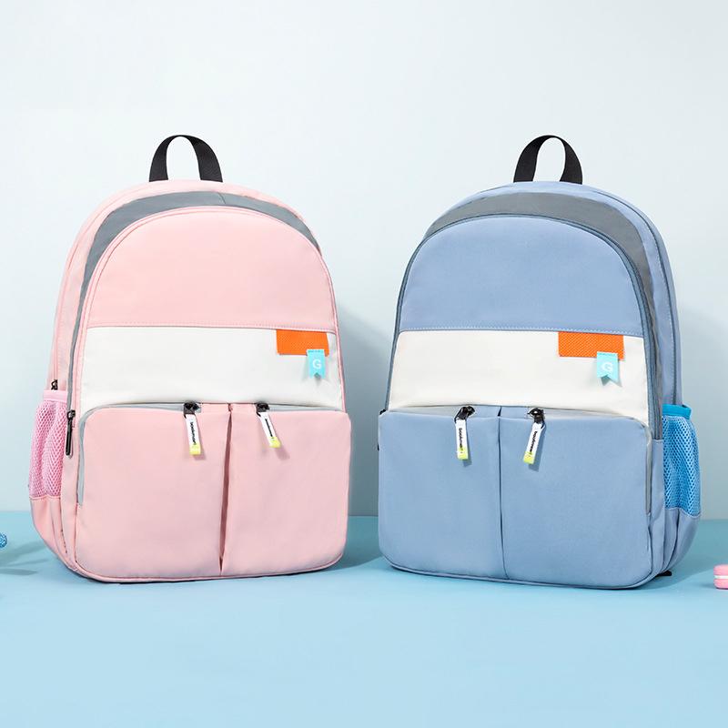 

School Bags Fresh Macaron Color Backpack Female Casual Lightweight College Middle Student Schoolbag Large Capacity Durable Travel, Pink