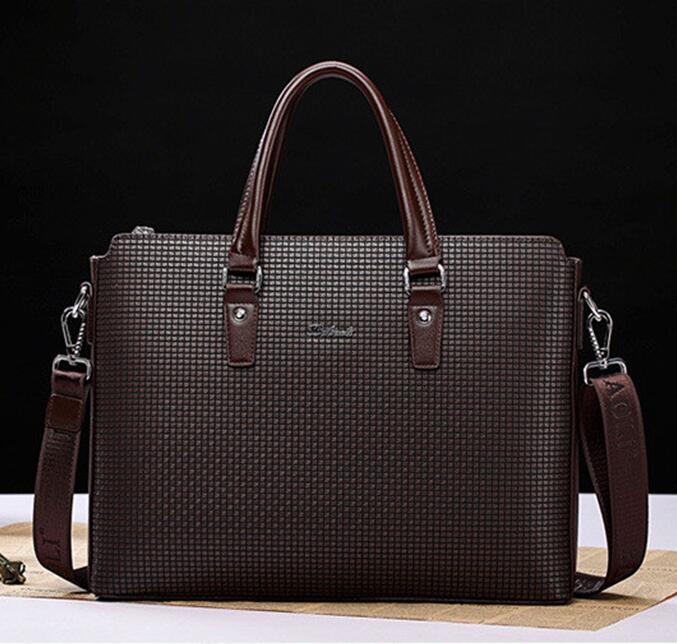 

Factory wholesale men bag leather handbag British mens single shoulder bags boutique embossed embosseds leathers briefcase full of fashion h, Brown cross section