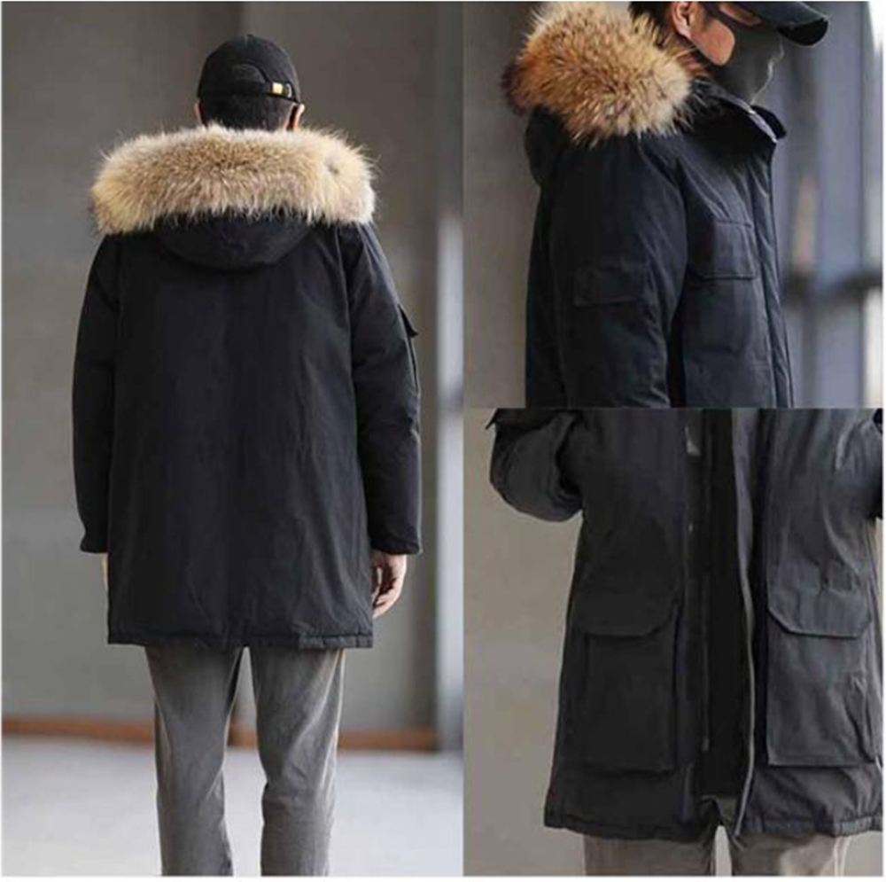 

Winter outdoor leisure sports down jacket white duck windproof parker long leather collar cap warm real wolf fur stylish classic adventure coat, Photo style and color0