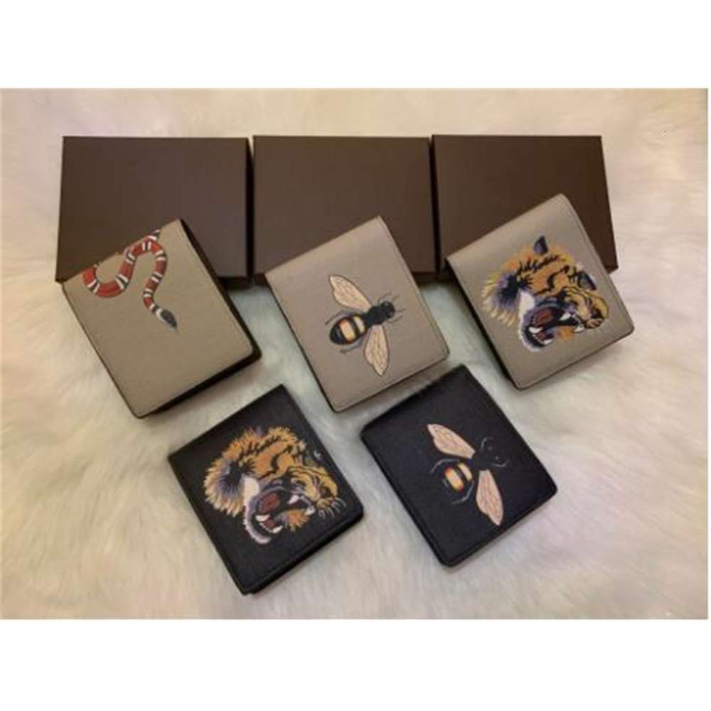 

Men Animal Short Leather Black Snake Tiger Bee s Women Long Style Luxury Purse Wallet Card Holders With Gift Box Top Quality sportszones