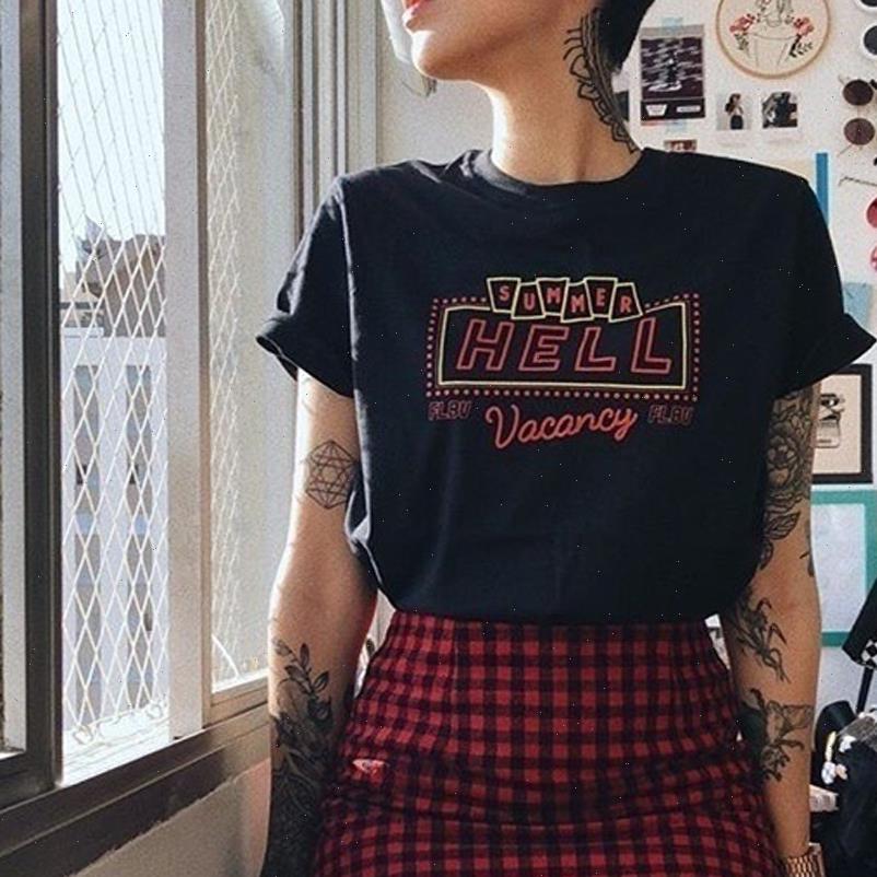 

summer hell vacancy grunge black women t shirts tee fashion hipster edgy tumblr clothes, White