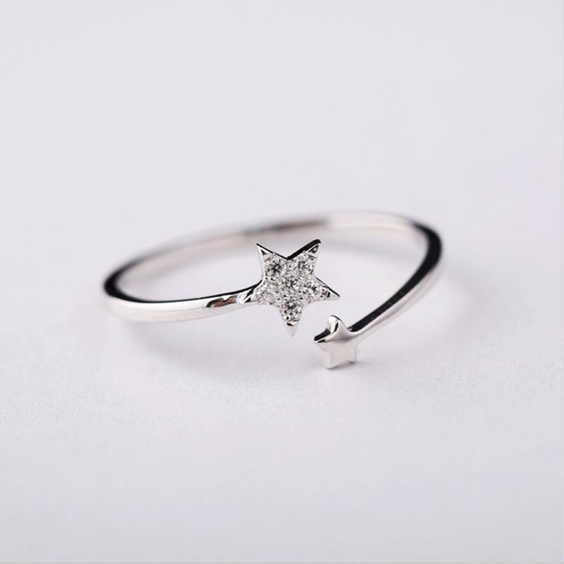 

Cluster Rings Authentic 100% S Star With Cubic Zirconia Finger Ring For Women Jewelry Gift