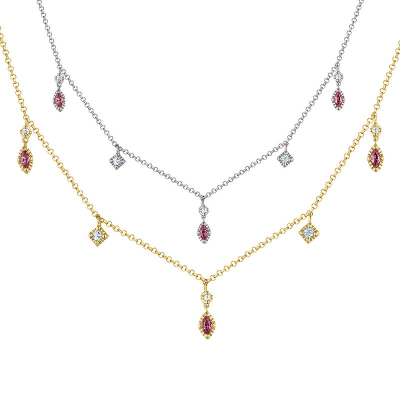 

Chains Lozoya 925 Sterling Silver Pink Zircon Gift For Luxury Rose Red Charm Choker Necklace Women Wedding Jewelry