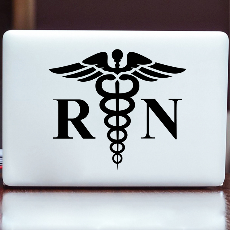 

Medical Symbol Caduceus Vinyl Car Sticker Decor , Registered Nurse RN Nursing Laptop Decals for Apple MacBook, 16x18 cm