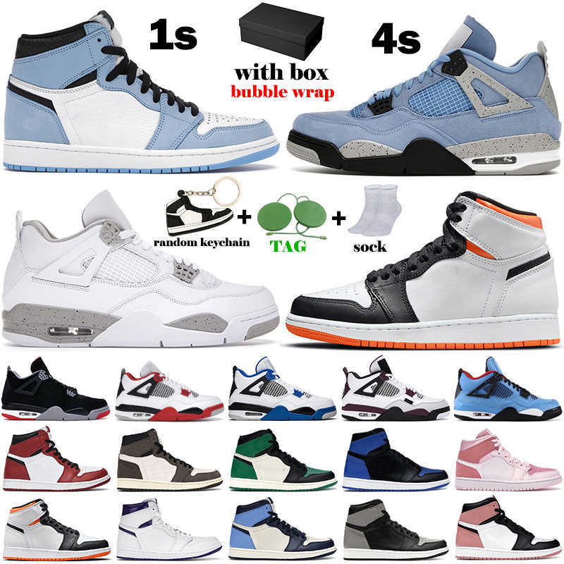 

Men Women Basketball Shoes 1s University Blue Court Purple Shadow Pine Green Hyper Royal 4s White Oreo Black Cat Cement mens sneakers, #19