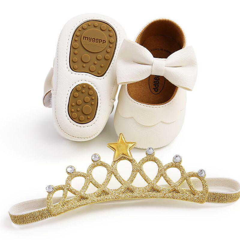 

First Walkers Baby Girls PU Princess Shoes Baptism Gifts Lovely Toddler Kids Prewalker Autumn White Booties