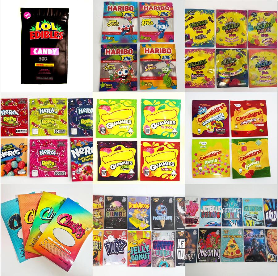 

LOL edibles Bag Empty LOLedibles 500mg Mylar Zipper Bags smell proof Retail Packaging Package Jokers up Cannaburst Jwlybeans HARIBO frosted