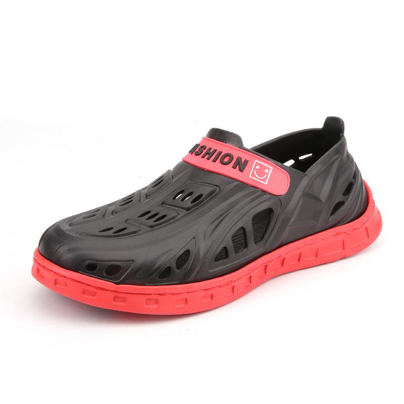 

Sandals Men's Casual Breathable Beach Hole Shoes Fashion Wear Hollow And Slippers Korean Summer Non-slip, Black