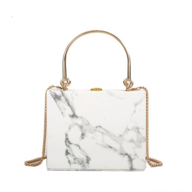 

women handbag marble printed portable hard box bags street trend leather messenger bag white buckle small fresh womens shoulder handbags