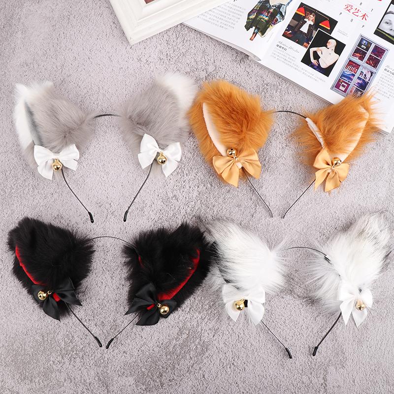 

Hair Accessories 15 Colors Cat Ear Bow Tie Bell Headband Beautiful Masquerade Halloween Ears Cosplay Party Costume Headwear