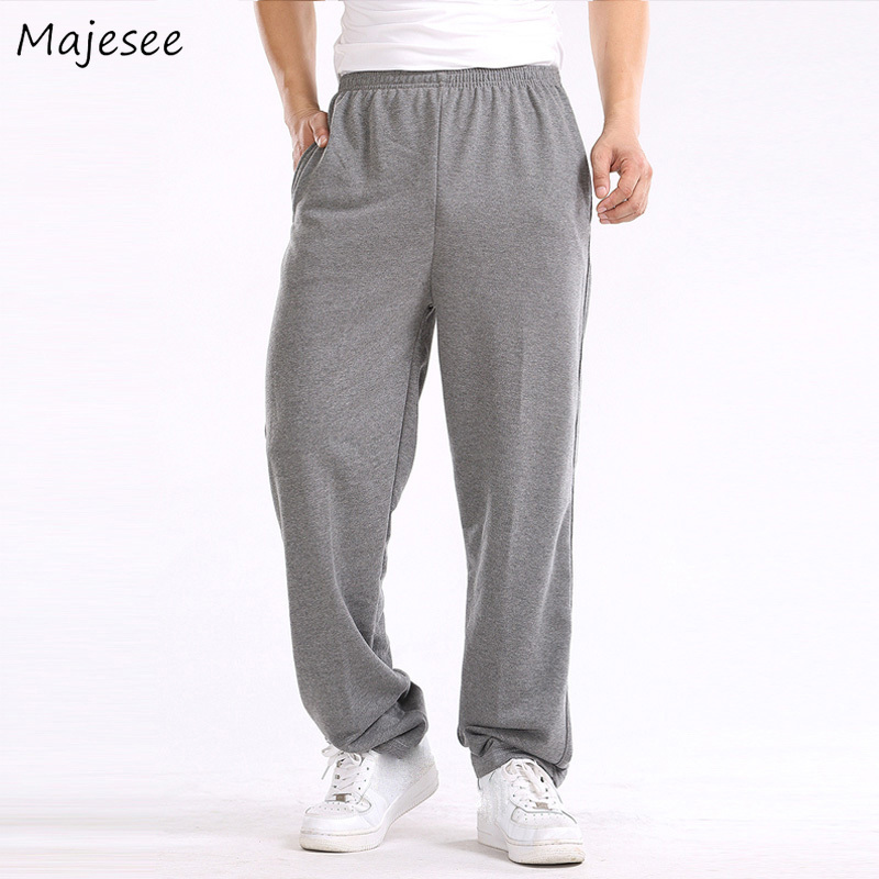 

pants men full length pockets large size thicker plus velvet sweatpants mens leisure ulzzang winter trends trousers high quality, Black
