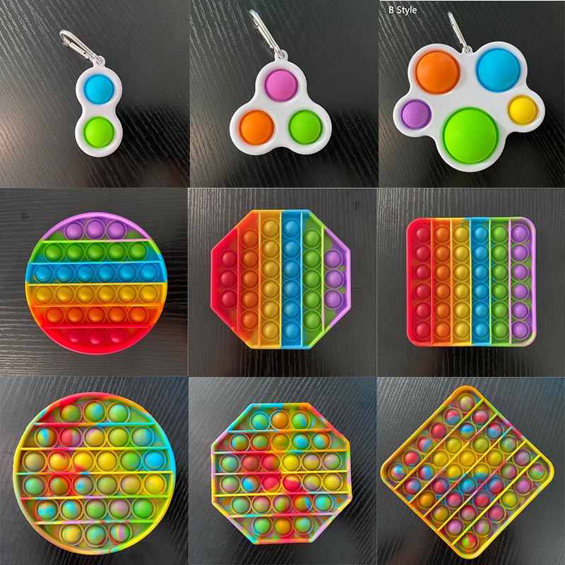 

Rainbow Push Fidget Toy Sensory Bubble Solid Color Camouflage Autism Special Needs Anxiety Stress Reliever for Office Decompression Toys
