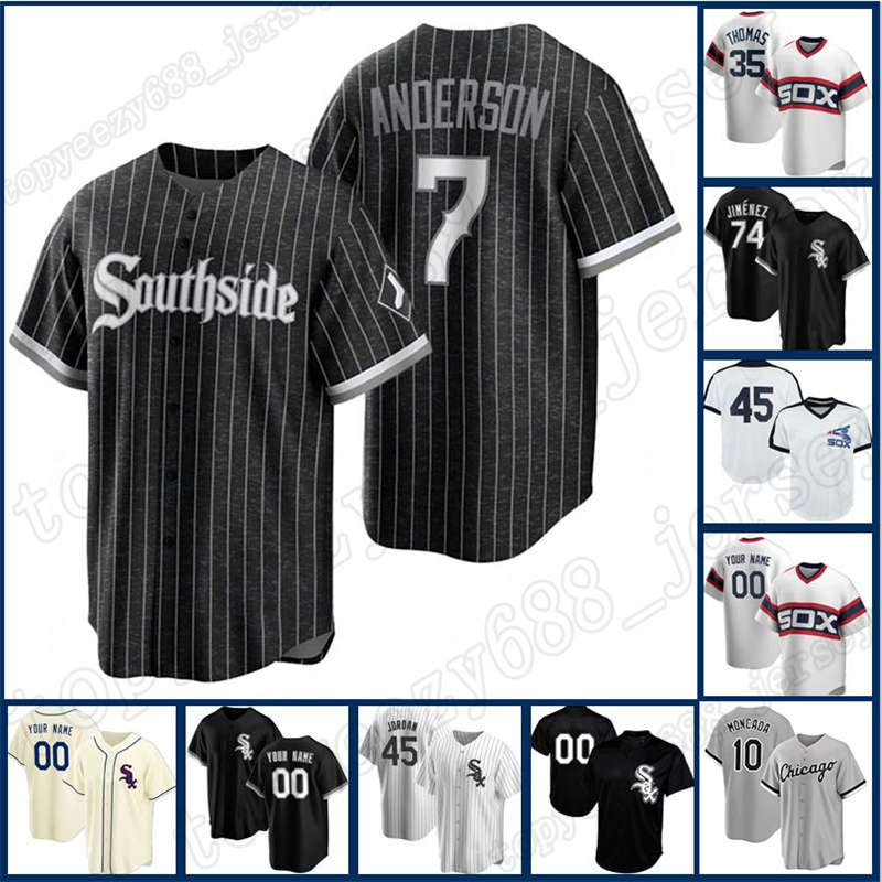

74 Eloy Jimenez Custom White Jersey Sox Baseball 45 Michael 7 Tim Anderson 8 Bo Jackson 10 Yoan Moncada 55 Carlos Rodon 30 Delmonico, Blue;black
