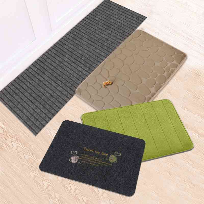 

Foot pad coral velvet embossed stone household memory cotton bedroom bathroom thickened absorbent floor door mat, Wb100-01 gray