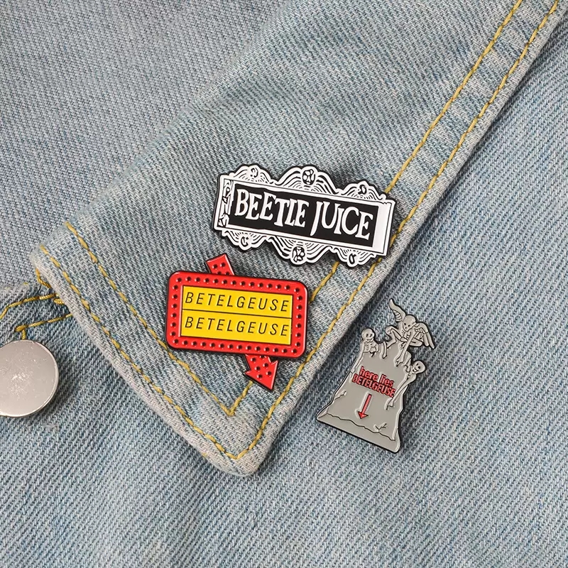 

Beetlejuice Enamel Pin Thriller comedy badge brooch Lapel pin Denim Jeans shirt bag Gothic Punk Movie Jewelry Gift for friends, Mixed colors