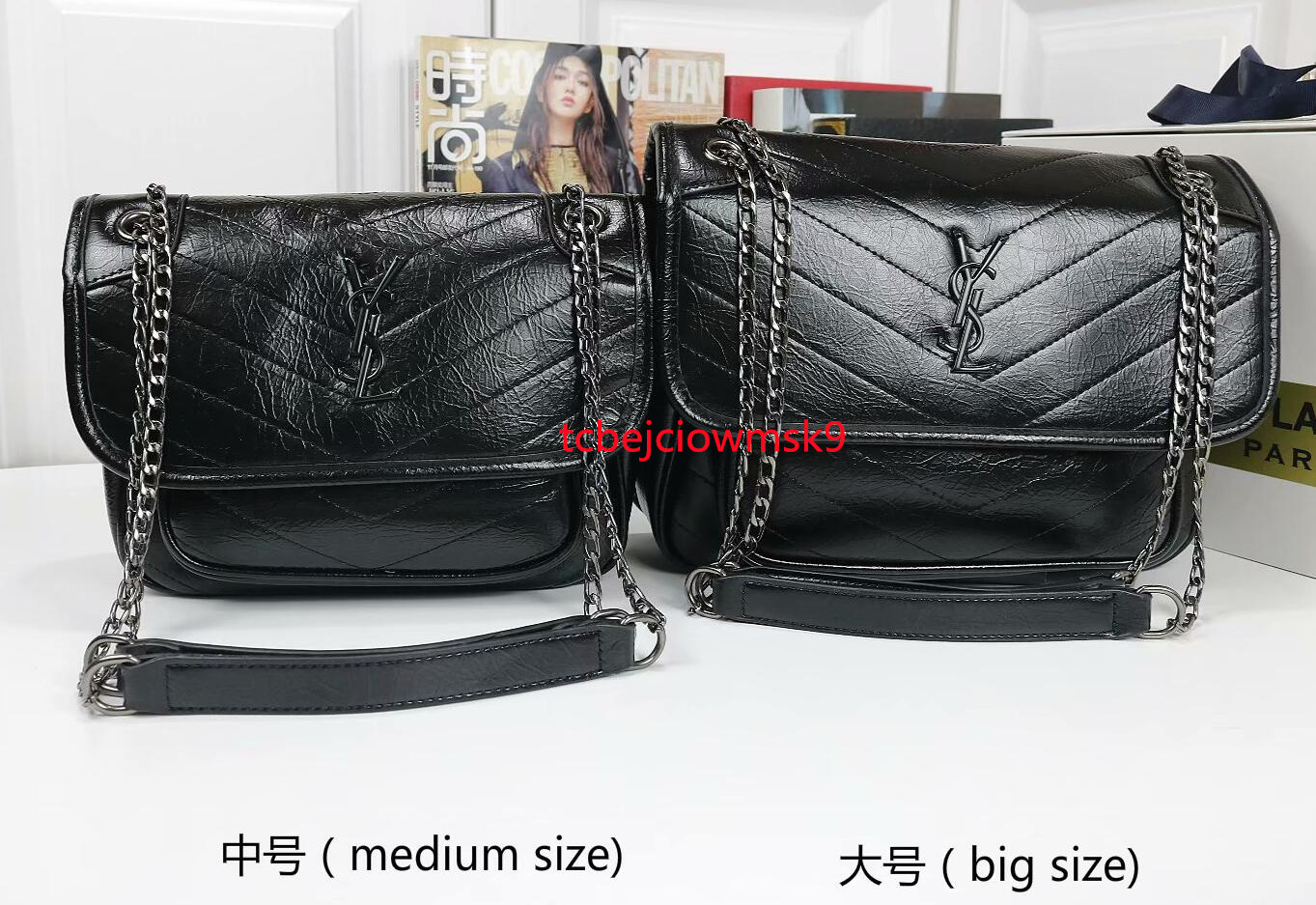 

08 yslsell women high quality leather handbag chain bag Envelope Shoulder Bags Messenger Dinner bag tote Shopping bag, Black;brown