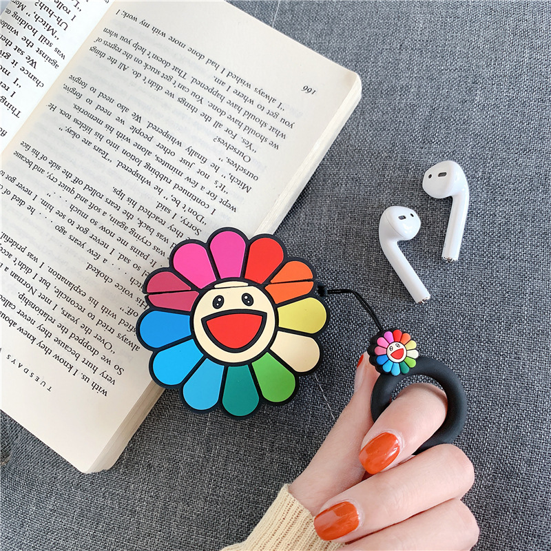 

Cute Color Sunflower Design Earphone Cases For Airpod Pro Protective Cover Airpods 1 and 2 Shell Men Women Wireless Bluetooth Accessories, Colourful