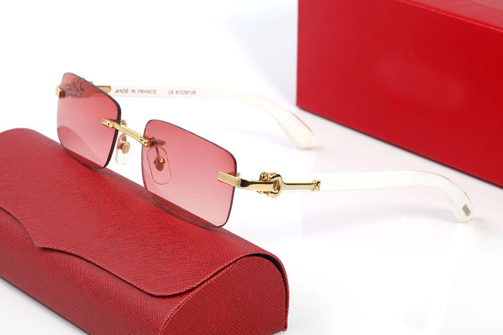 

White Buffalo Horn Glasses Sunglasses Designer Women Mens Red Large Square Frameless C Decoration Sunglass Transparent Eyeglass Luxury Brand Glasses Eyeglasses