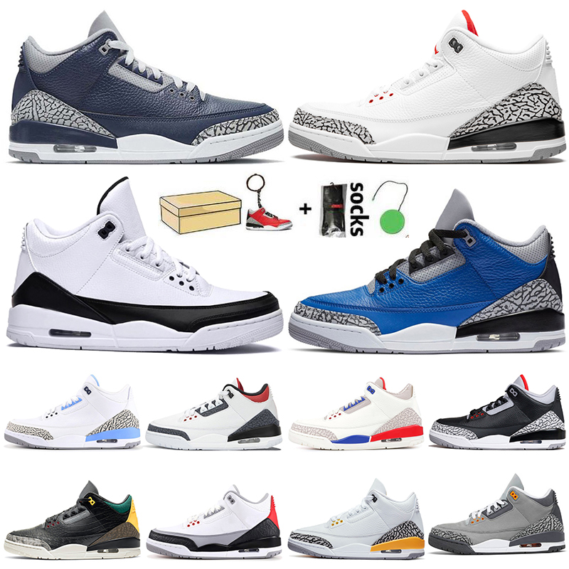

2021 With Box Mens Jumpman 3 3s Basketball Shoes Rust Pink Georgetown Midnight Navy UNC Laser Orange Red Black Cement JTH NRG Katrina Traine