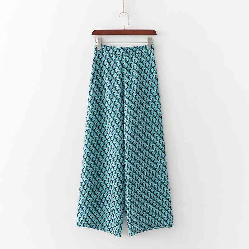 

Women Loose Pant Summer Fashion Prints Pattern Full Length Modern Lady Wide Leg Pants 210602, As photo