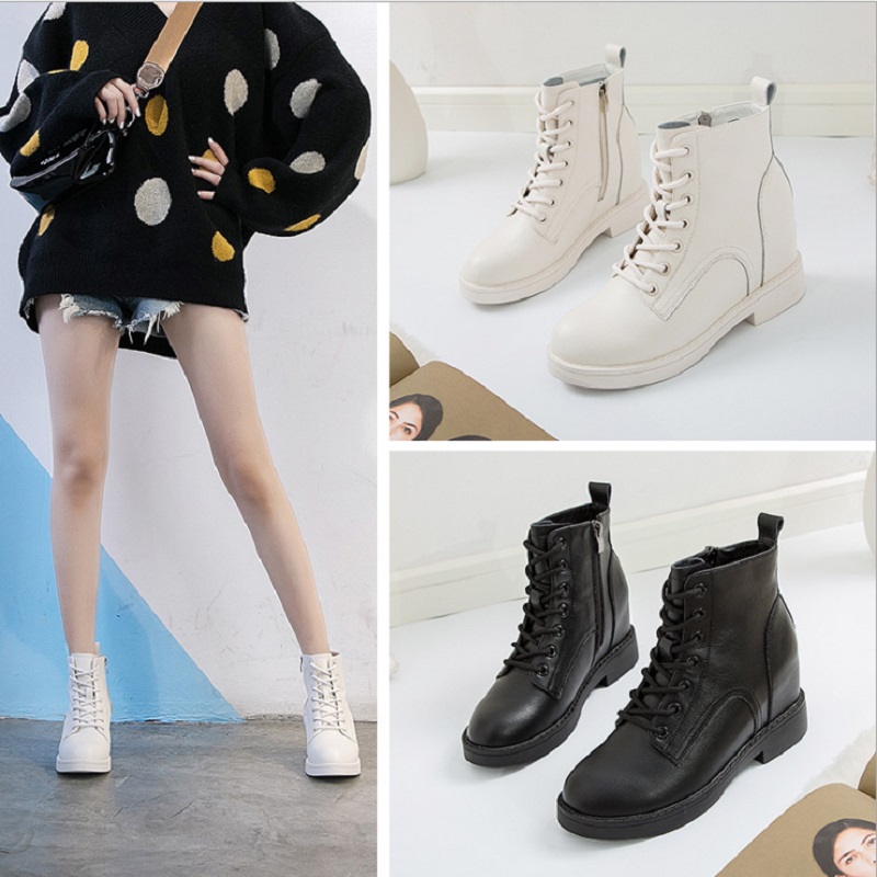 

Women Boots Platform Shoes Triple Black White Womens Cool Motorcycle Boot Leather Shoe Trainers Sports Sneakers Size 34-39 09, #1 34-39