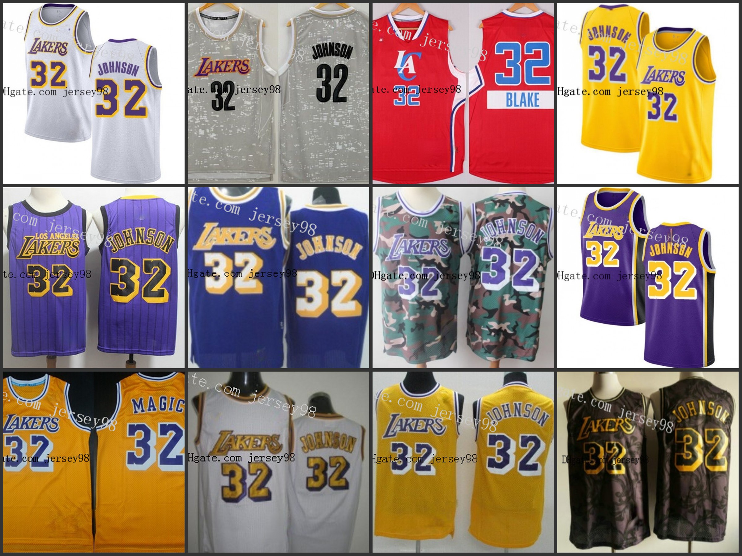 

Los AngelesLakerMEN #32Magic Johnson retro BasketballJersey, 10