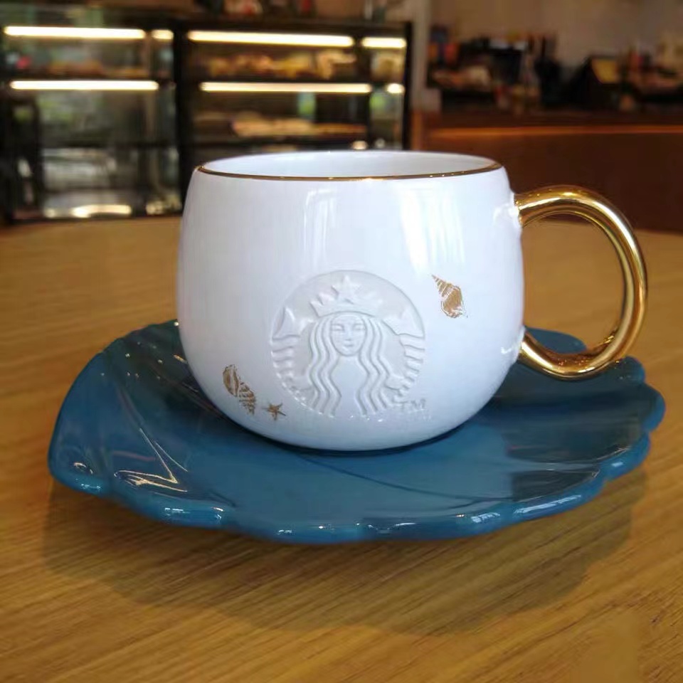 

237ML Starbucks Limited Edition Mermaid Ceramic Mug with Saucer, As show